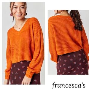 New Francesca's Addison V-Neck Orange
Cropped Sweater